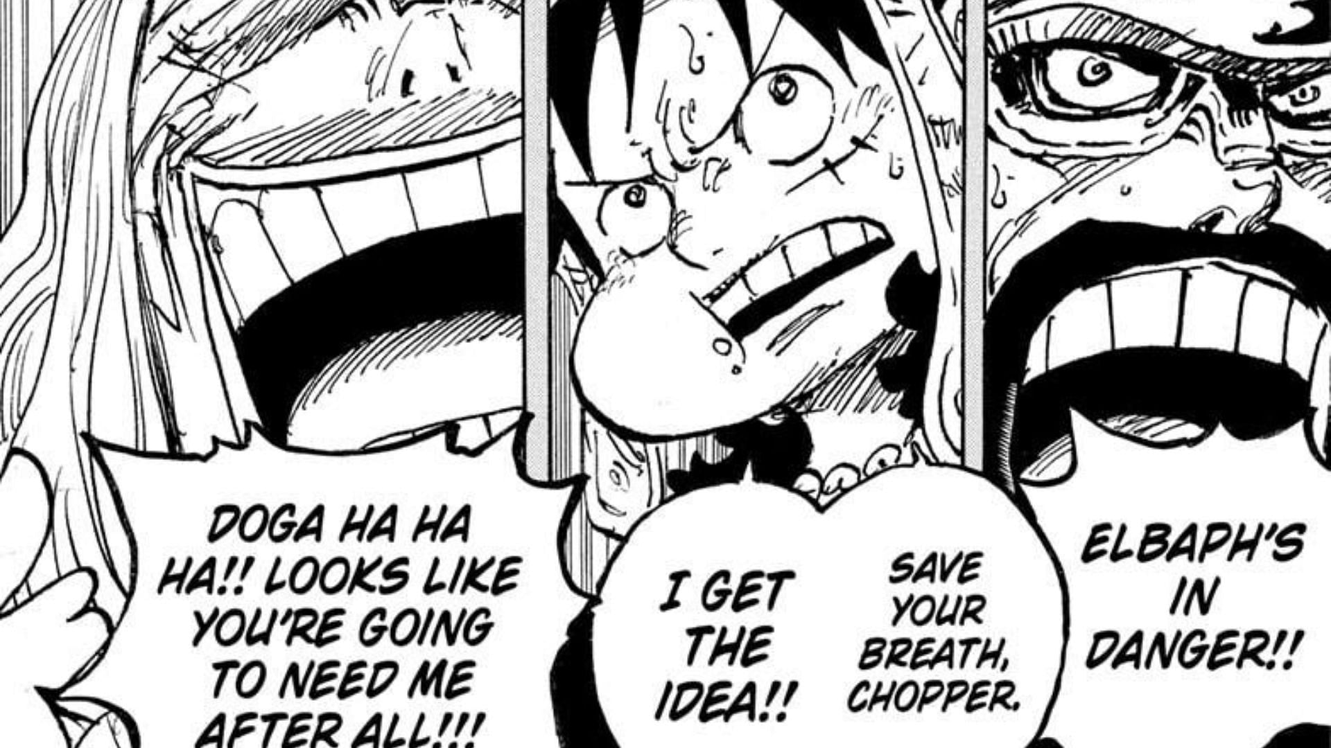 Luffy, Loki, and Hajrudin as seen in the One Piece manga (Image via Shueisha)